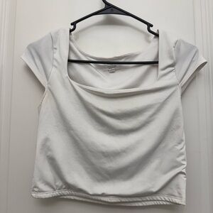 Chic White Women's Blouse with Square Neckline